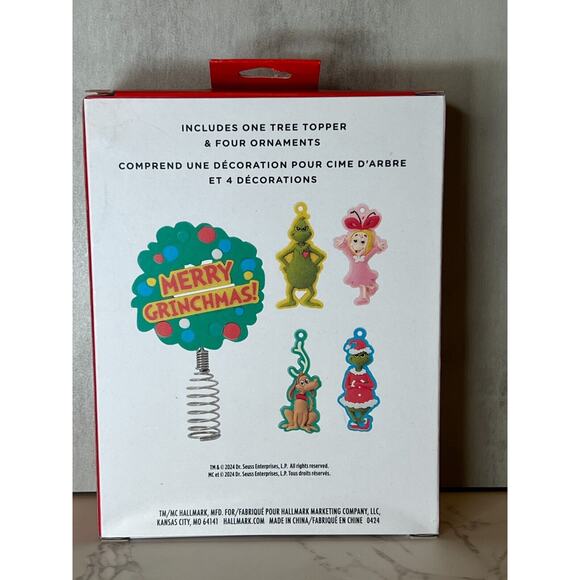 NEW Hallmark THE GRINCH Miniature Tree Topper & Ornament Set DR. SEUSS - Picture 2 of 2